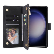 For Samsung Galaxy S25 5G Multifunctional Frosted Zipper Wallet Leather Phone Case(Black)