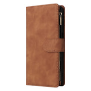 For Samsung Galaxy S25 5G Multifunctional Frosted Zipper Wallet Leather Phone Case(Brown)