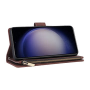 For Samsung Galaxy S25 5G Multifunctional Frosted Zipper Wallet Leather Phone Case(Coffee)