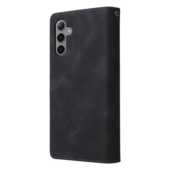 For Samsung Galaxy S25+ 5G Multifunctional Frosted Zipper Wallet Leather Phone Case(Black)