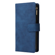 For Samsung Galaxy S25+ 5G Multifunctional Frosted Zipper Wallet Leather Phone Case(Blue)
