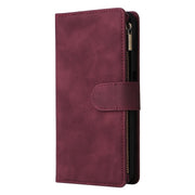 For Samsung Galaxy S25+ 5G Multifunctional Frosted Zipper Wallet Leather Phone Case(Wine Red)