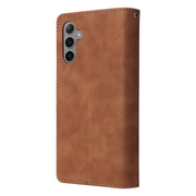 For Samsung Galaxy S25+ 5G Multifunctional Frosted Zipper Wallet Leather Phone Case(Brown)
