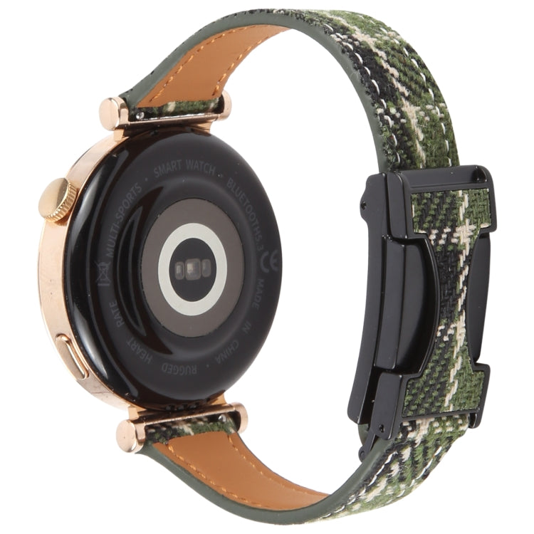 18mm Universal Slim Magnetic Buckle Napped Fabric Leather Watch Band(Green)