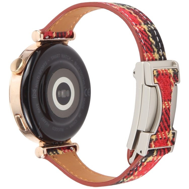 18mm Universal Slim Magnetic Buckle Napped Fabric Leather Watch Band(Red)