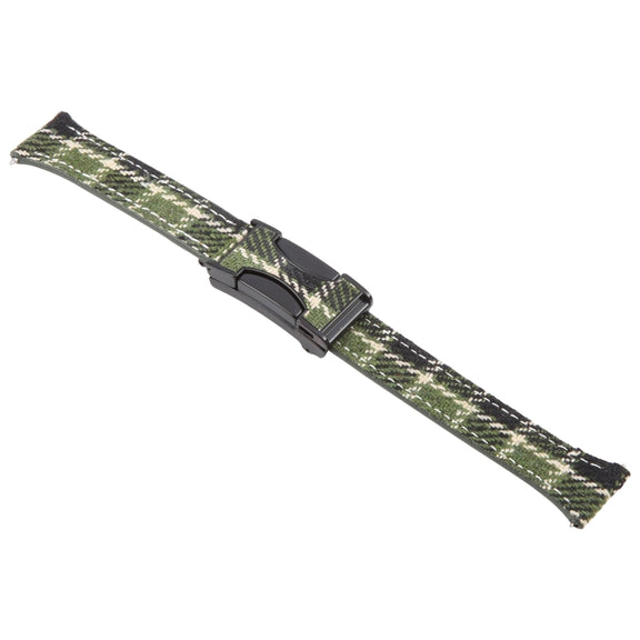 20mm Universal Slim Magnetic Buckle Napped Fabric Leather Watch Band(Green)