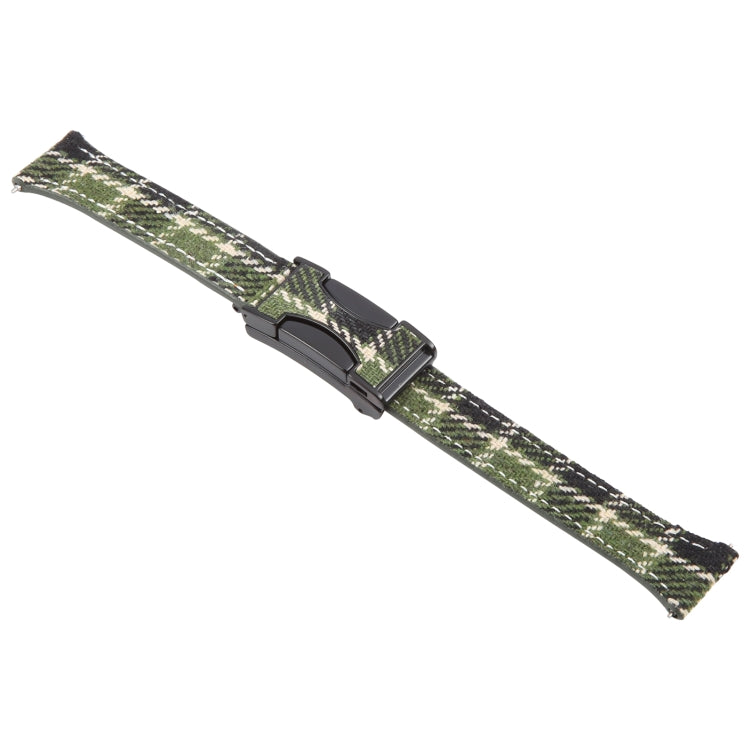 20mm Universal Slim Magnetic Buckle Napped Fabric Leather Watch Band(Green)