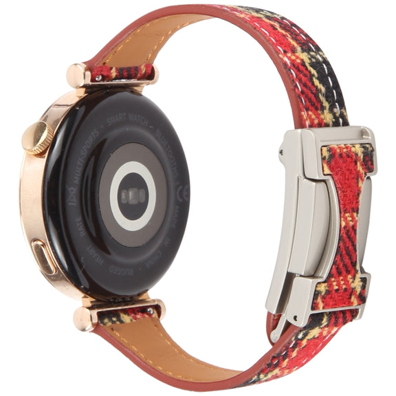 20mm Universal Slim Magnetic Buckle Napped Fabric Leather Watch Band(Red)