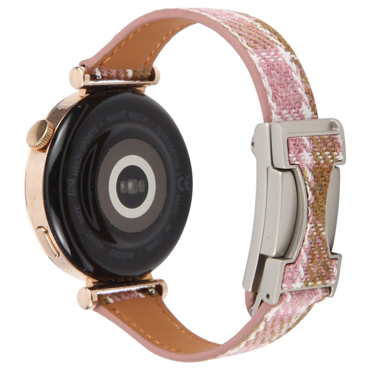 22mm Universal Slim Magnetic Buckle Napped Fabric Leather Watch Band(Pink)