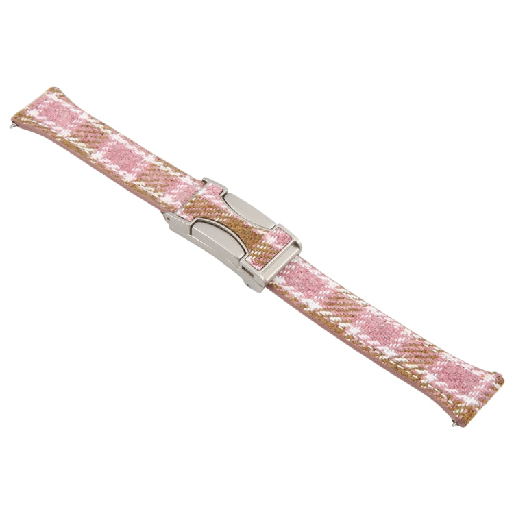 22mm Universal Slim Magnetic Buckle Napped Fabric Leather Watch Band(Pink)