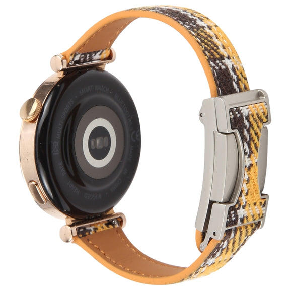 22mm Universal Slim Magnetic Buckle Napped Fabric Leather Watch Band(Yellow)
