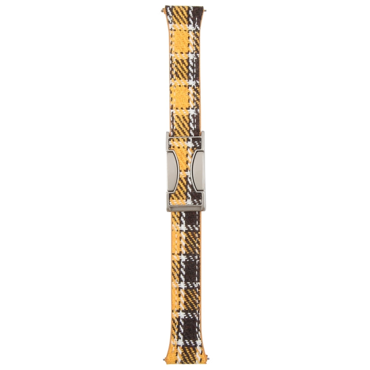 22mm Universal Slim Magnetic Buckle Napped Fabric Leather Watch Band(Yellow)