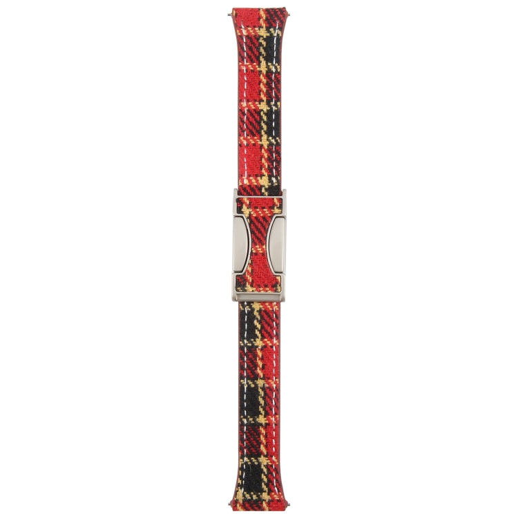 22mm Universal Slim Magnetic Buckle Napped Fabric Leather Watch Band(Red)