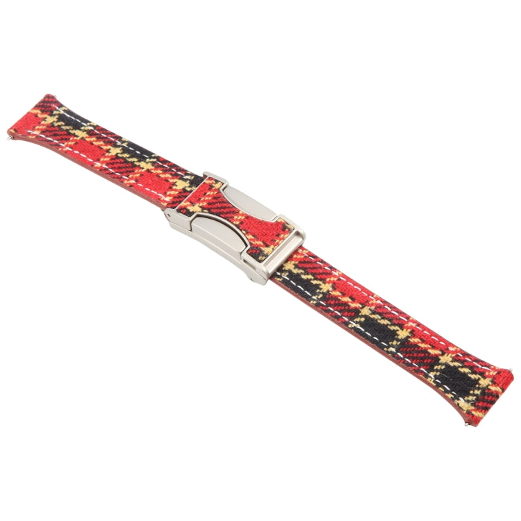 22mm Universal Slim Magnetic Buckle Napped Fabric Leather Watch Band(Red)