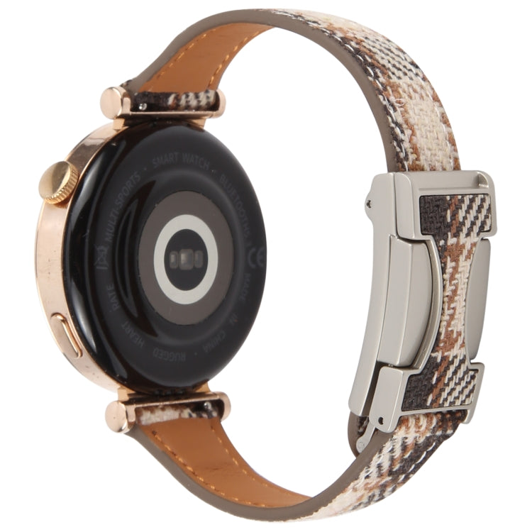 22mm Universal Slim Magnetic Buckle Napped Fabric Leather Watch Band(Brown)