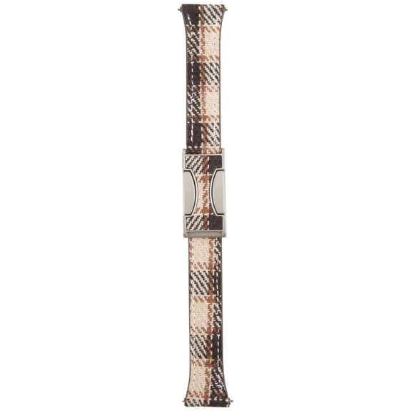 22mm Universal Slim Magnetic Buckle Napped Fabric Leather Watch Band(Brown)
