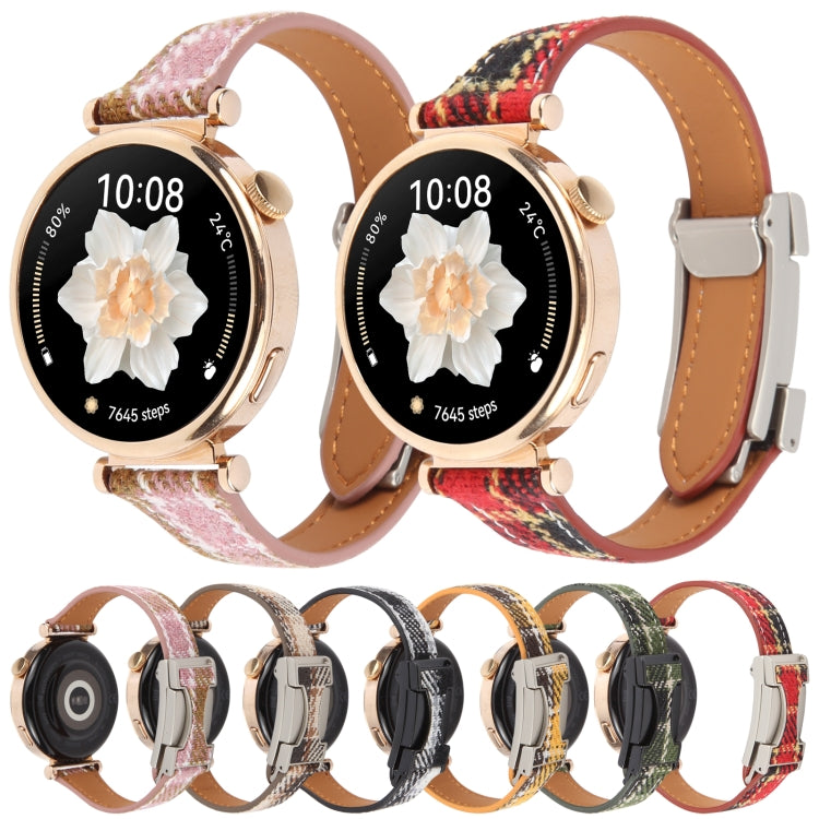 22mm Universal Slim Magnetic Buckle Napped Fabric Leather Watch Band(Red)