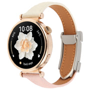18mm Universal Slim Magnetic Buckle Genuine Leather Watch Band(Pink Beige)