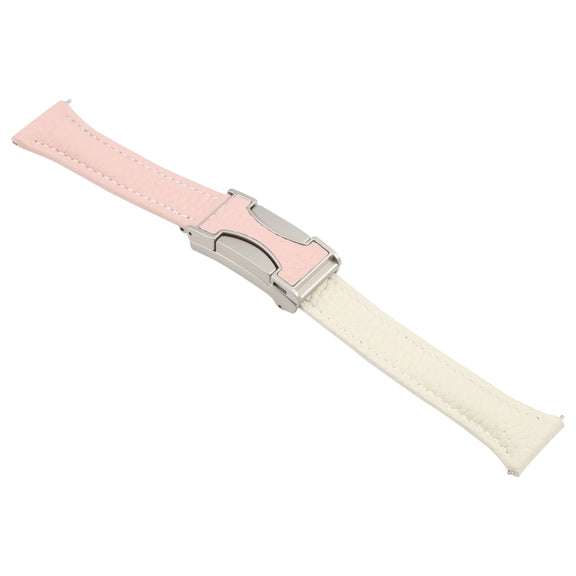 18mm Universal Slim Magnetic Buckle Genuine Leather Watch Band(Pink Beige)