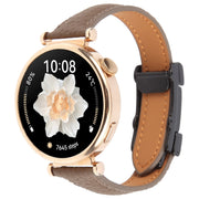 18mm Universal Slim Magnetic Buckle Genuine Leather Watch Band(Dark Brown)