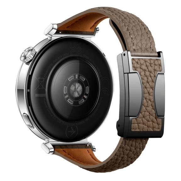 18mm Universal Slim Magnetic Buckle Genuine Leather Watch Band(Dark Brown)