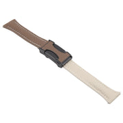18mm Universal Slim Magnetic Buckle Genuine Leather Watch Band(Dark Brown Light Grey)