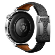 18mm Universal Slim Magnetic Buckle Genuine Leather Watch Band(Black)