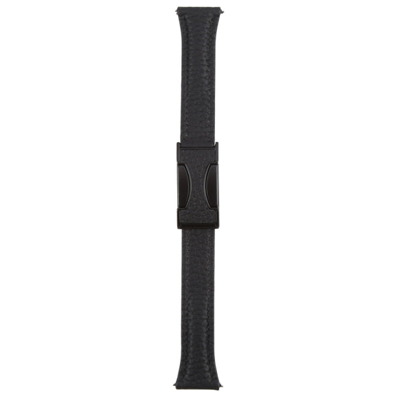 18mm Universal Slim Magnetic Buckle Genuine Leather Watch Band(Black)