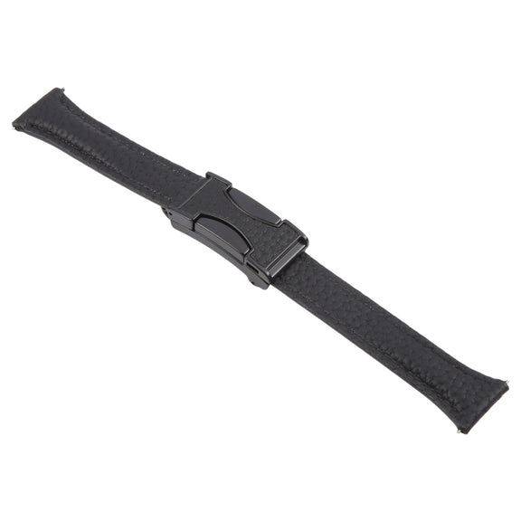 18mm Universal Slim Magnetic Buckle Genuine Leather Watch Band(Black)