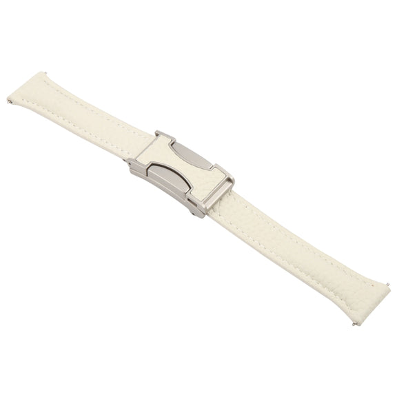 18mm Universal Slim Magnetic Buckle Genuine Leather Watch Band(Beige)