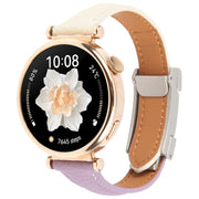 18mm Universal Slim Magnetic Buckle Genuine Leather Watch Band(Purple Beige)