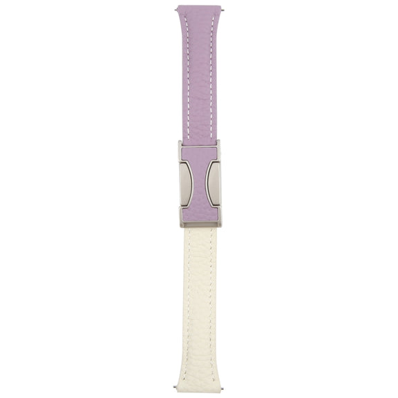 18mm Universal Slim Magnetic Buckle Genuine Leather Watch Band(Purple Beige)
