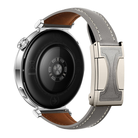 18mm Universal Slim Magnetic Buckle Genuine Leather Watch Band(Plain Weave Grey)