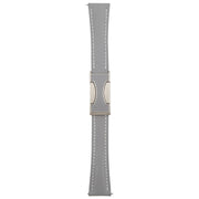 18mm Universal Slim Magnetic Buckle Genuine Leather Watch Band(Plain Weave Grey)