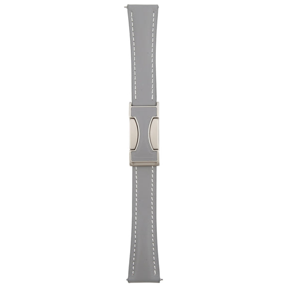 18mm Universal Slim Magnetic Buckle Genuine Leather Watch Band(Plain Weave Grey)
