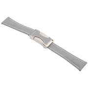 18mm Universal Slim Magnetic Buckle Genuine Leather Watch Band(Plain Weave Grey)