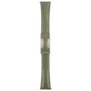 18mm Universal Slim Magnetic Buckle Genuine Leather Watch Band(Plain Weave Green)