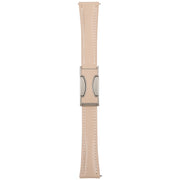 18mm Universal Slim Magnetic Buckle Genuine Leather Watch Band(Plain Weave Apricot)