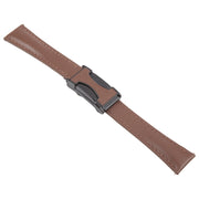 18mm Universal Slim Magnetic Buckle Genuine Leather Watch Band(Plain Weave Dark Coffee)