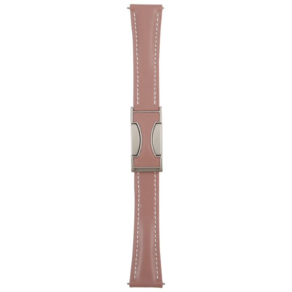 18mm Universal Slim Magnetic Buckle Genuine Leather Watch Band(Plain Weave Smoky Purple)