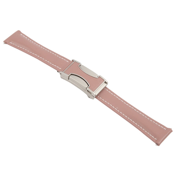 18mm Universal Slim Magnetic Buckle Genuine Leather Watch Band(Plain Weave Smoky Purple)
