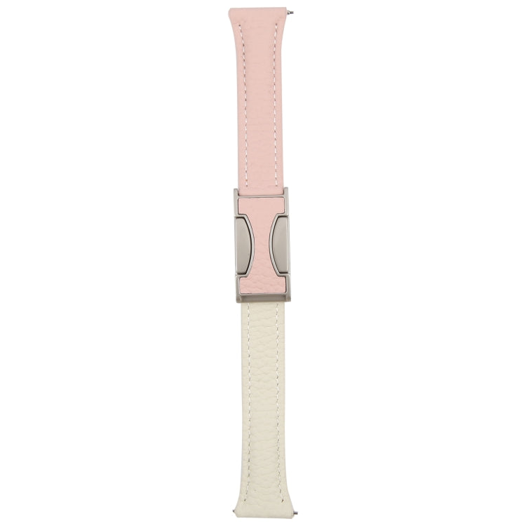 20mm Universal Slim Magnetic Buckle Genuine Leather Watch Band(Pink Beige)