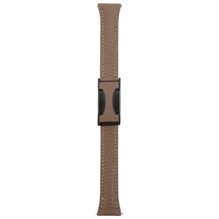 20mm Universal Slim Magnetic Buckle Genuine Leather Watch Band(Dark Brown)