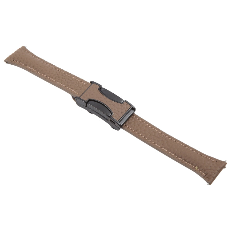 20mm Universal Slim Magnetic Buckle Genuine Leather Watch Band(Dark Brown)
