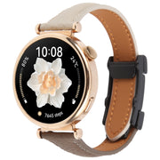 20mm Universal Slim Magnetic Buckle Genuine Leather Watch Band(Dark Brown Light Grey)
