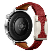 20mm Universal Slim Magnetic Buckle Genuine Leather Watch Band(Red)