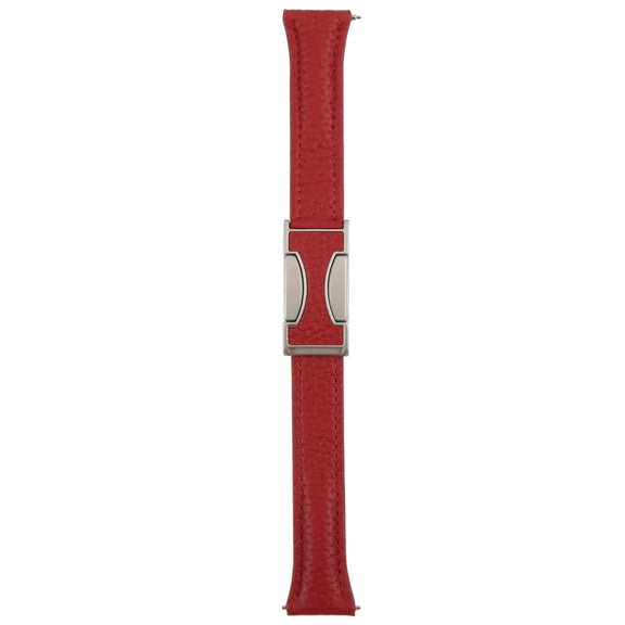 20mm Universal Slim Magnetic Buckle Genuine Leather Watch Band(Red)