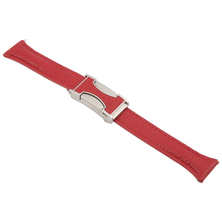 20mm Universal Slim Magnetic Buckle Genuine Leather Watch Band(Red)