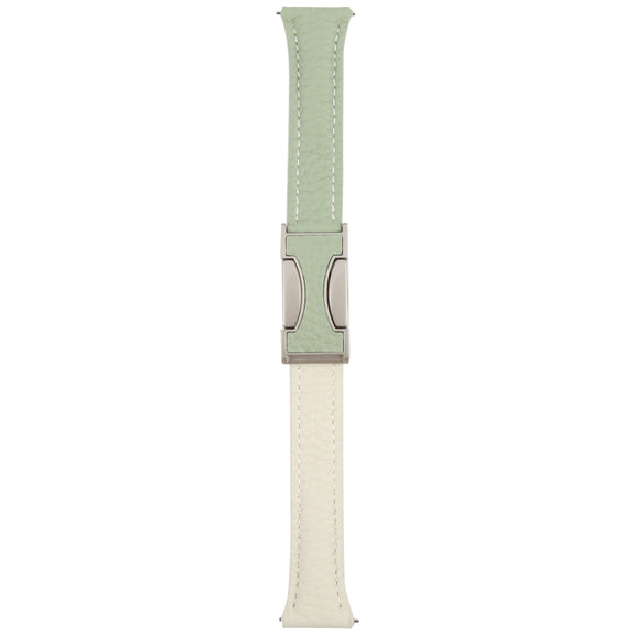 20mm Universal Slim Magnetic Buckle Genuine Leather Watch Band(Green Beige)
