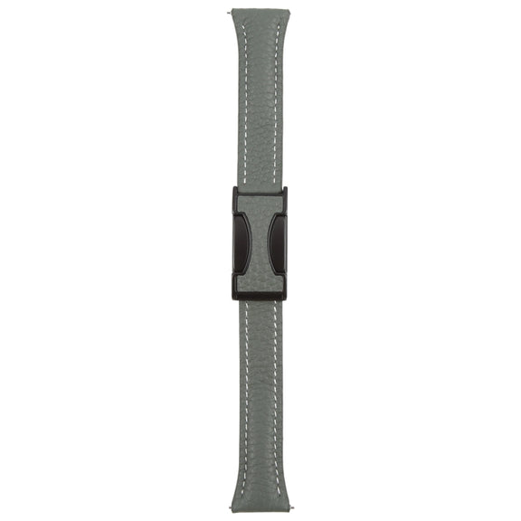 20mm Universal Slim Magnetic Buckle Genuine Leather Watch Band(Dark Green)